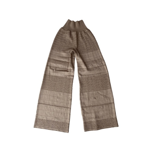 Pepa Pombo Tan Synthetic Knitted Flare Pants M - Picture 2 of 7